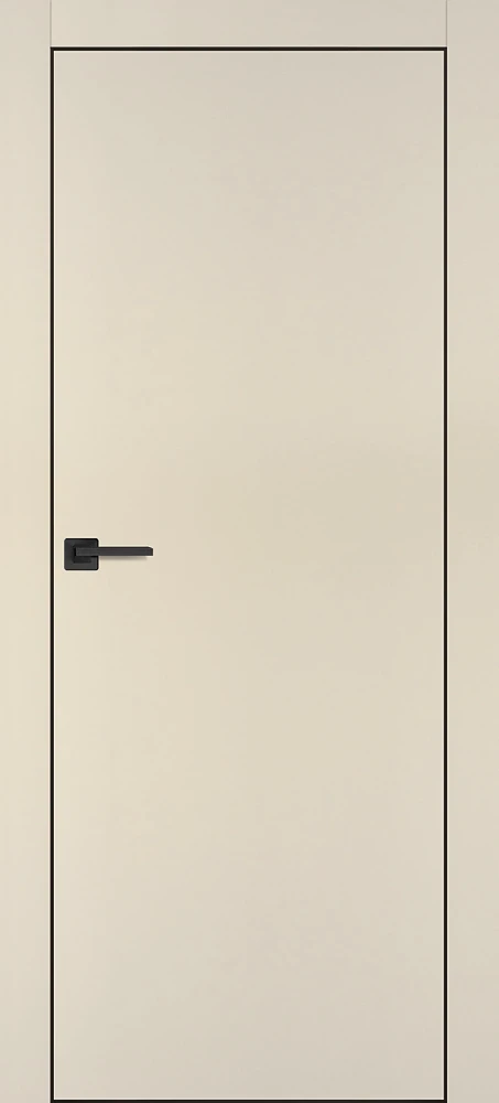 Фото Межкомнатная дверь PX-1 черная кромка с 4-х ст. Бежевый матовый