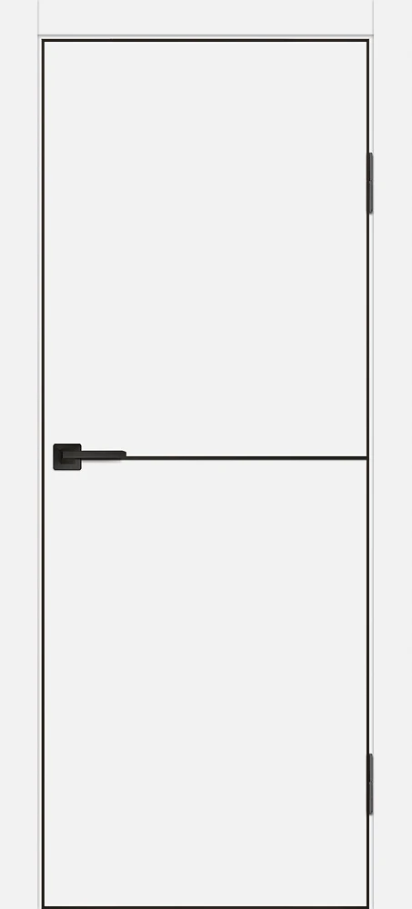 Фото Межкомнатная дверь P-19  черный молдинг PET,  кромка ABS черная c 4-х ст. Белый матовый
