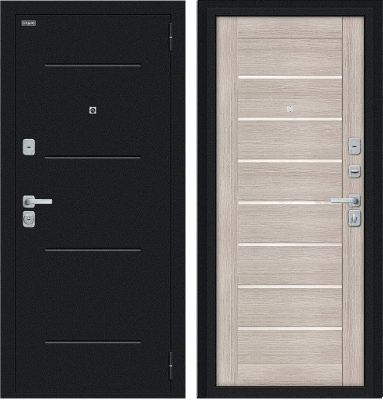 Дверь Браво Техно/BChrome Букле черное/Cappuccino Melinga